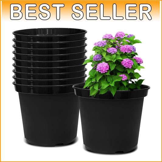 Durable Black 10-Inch Plant Pots with Drainage Holes – 10 Pack for Garden Lovers