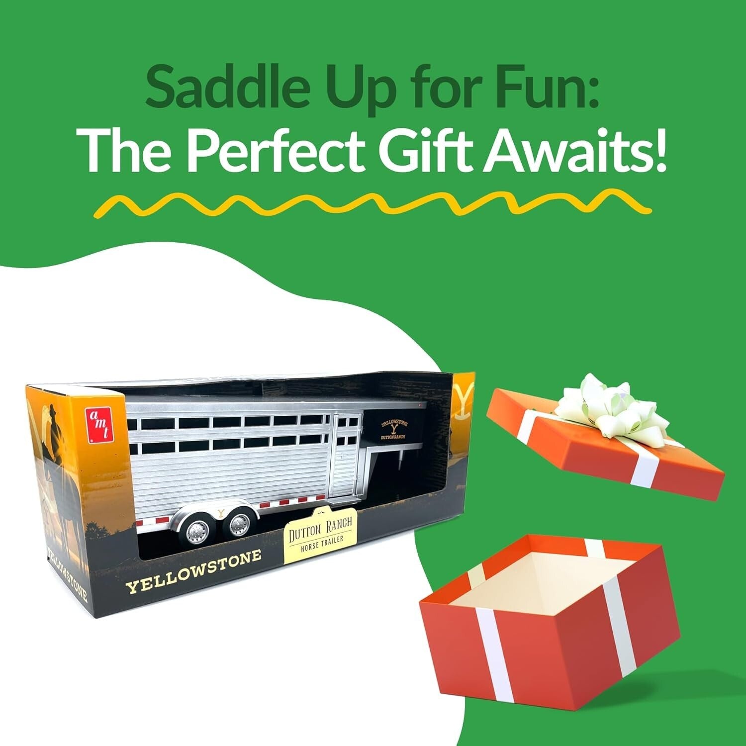 AMT Collectibles - Gooseneck Horse Trailer for Kids & Collectors - 18x6x7 inches