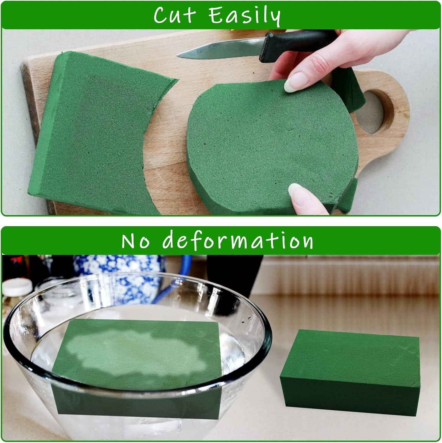 35 Pcs Green Wet & Dry Floral Foam for Custom Arrangements - 5.5”L x 3.1”W