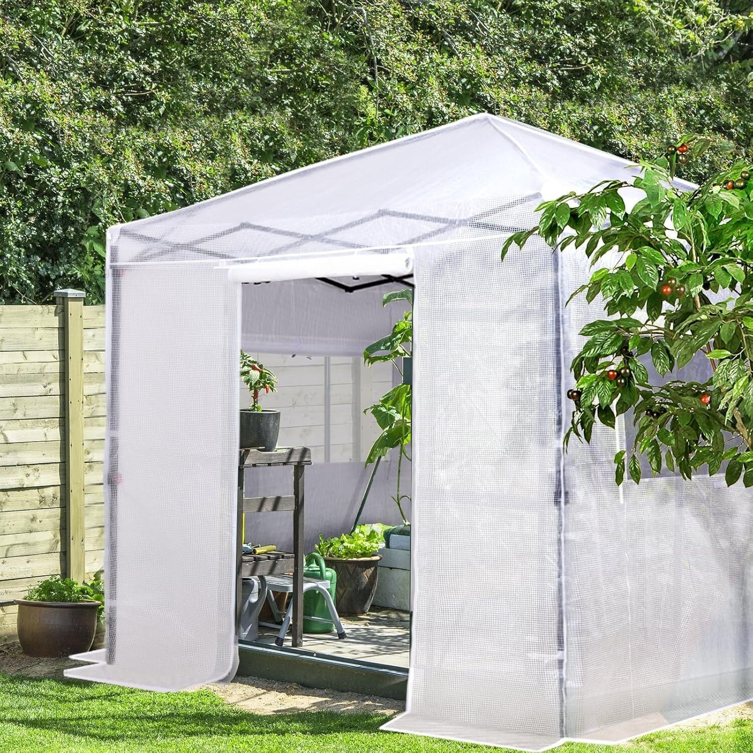 Spacious 8x8 ft Portable Greenhouse with Roll-Up Zippers for Ideal Growth