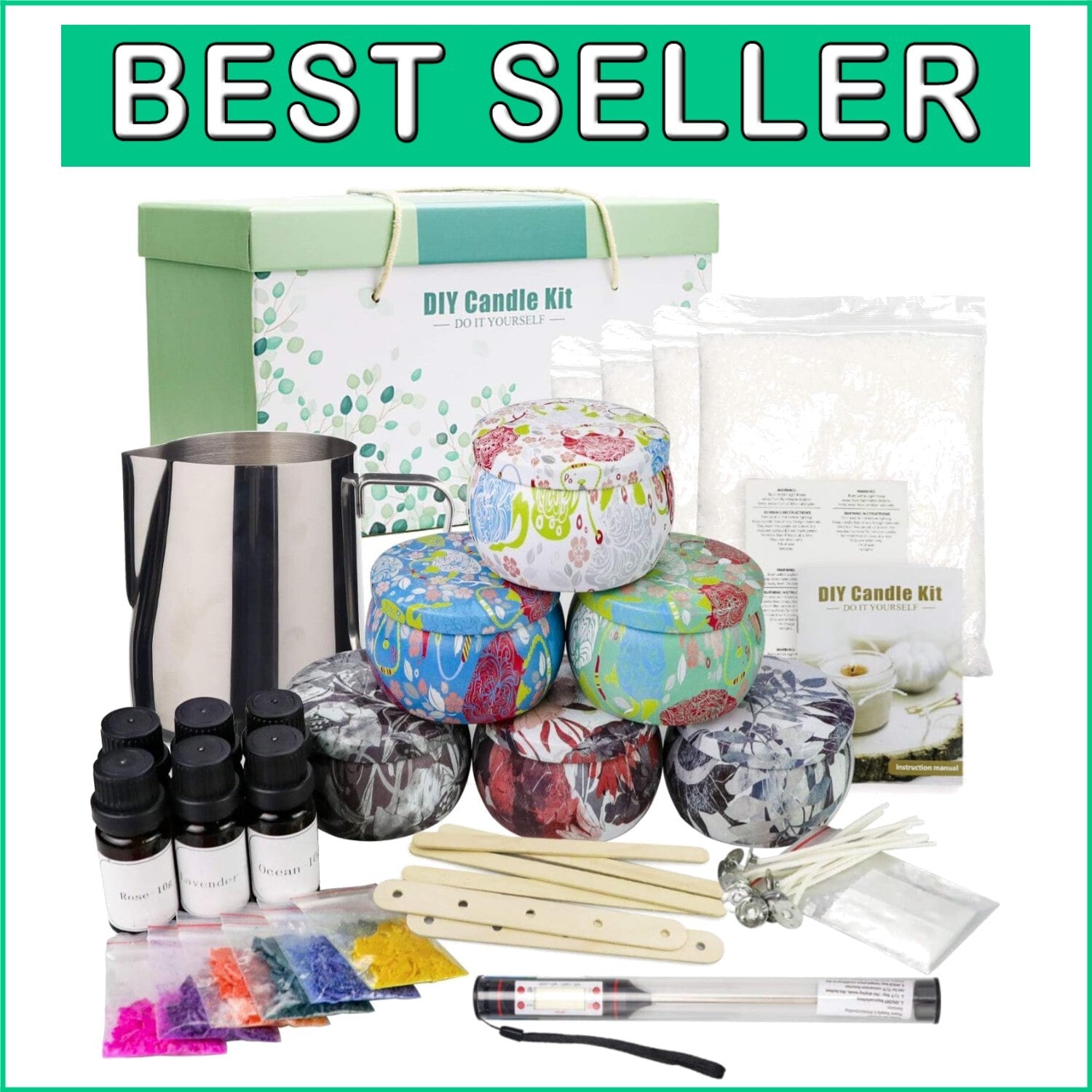 All-Season DIY Candle Making Gift Kit with Melting Pot & Fragrance Essentials