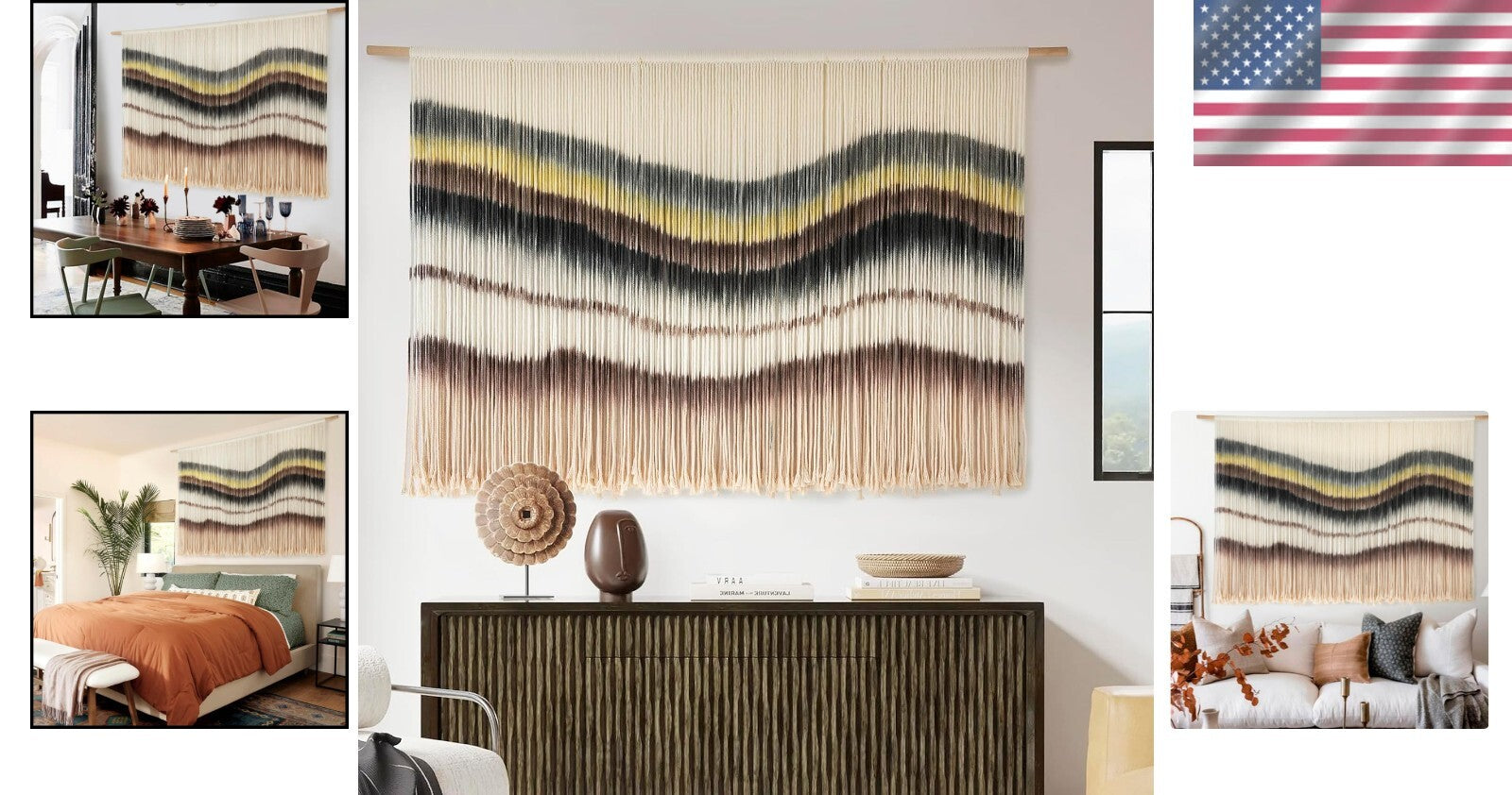 Organic Cotton Macrame Wall Decor - Lightweight 3lb Tapestry for Instant Charm