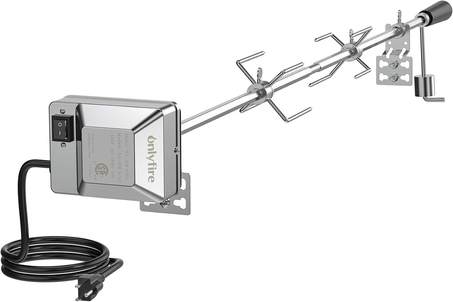 Effortless BBQ Rotisserie Kit for All Gas Grills - 110V Motor & 45" Spit Rod