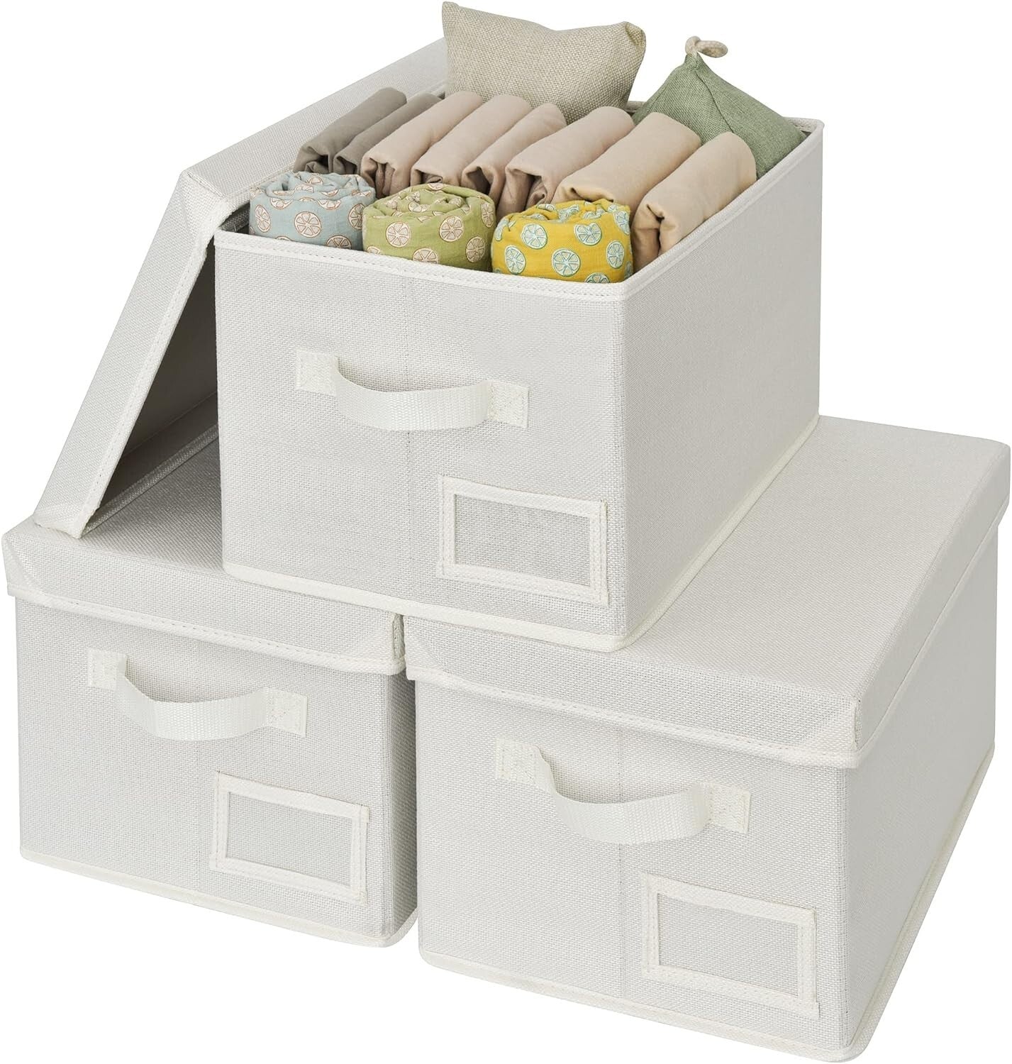 Elegant Portable Stackable Storage Bins Set of 3 - Perfect for Home Organization