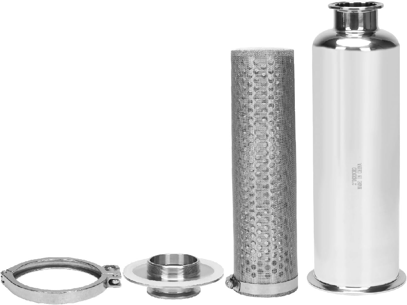 Efficient 2 Inch Inline Tri-Clamp Filter with Replaceable Stainless Steel Screen