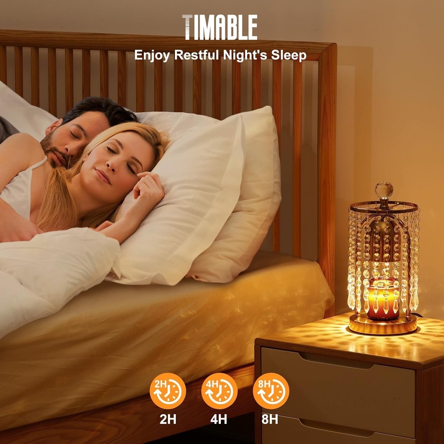 Candle Warmer with Timer & 2 Bulbs - Stylish Gold Crystal Decor for Home