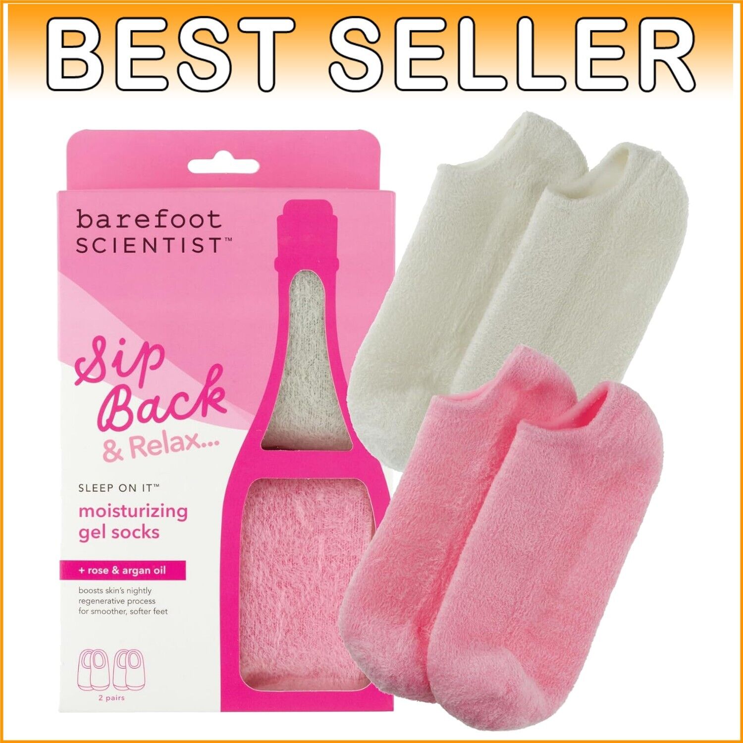 Hypoallergenic Moisturizing Gel Socks with Shea Butter - 2 Pack for Foot Care