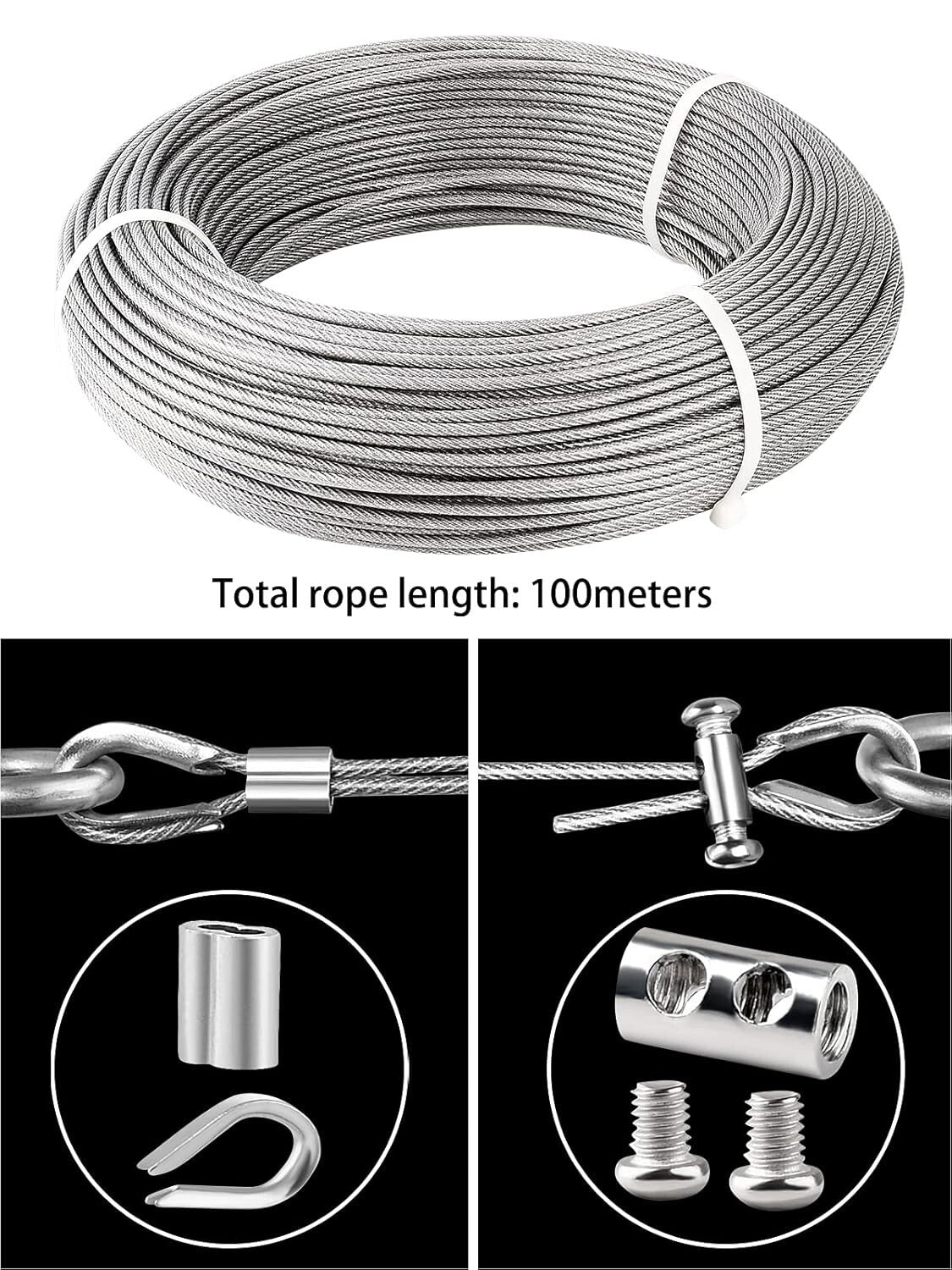 Polished 3mm Stainless Steel Wire Rope Kit for Durable Outdoor Applications