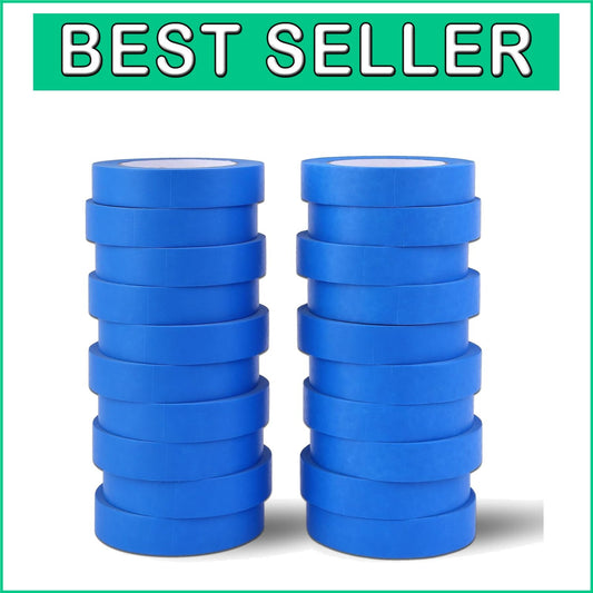 Bulk Blue Painters Tape - 1 Inch Wide, 55 Yards x 20 Rolls for Multiple Projects