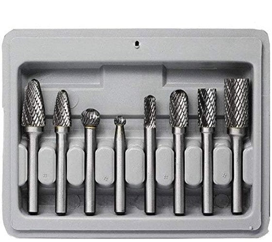 High-Quality Carbide Burrs Set - 8 Double Cut Tools for Woodworking & Metalwork