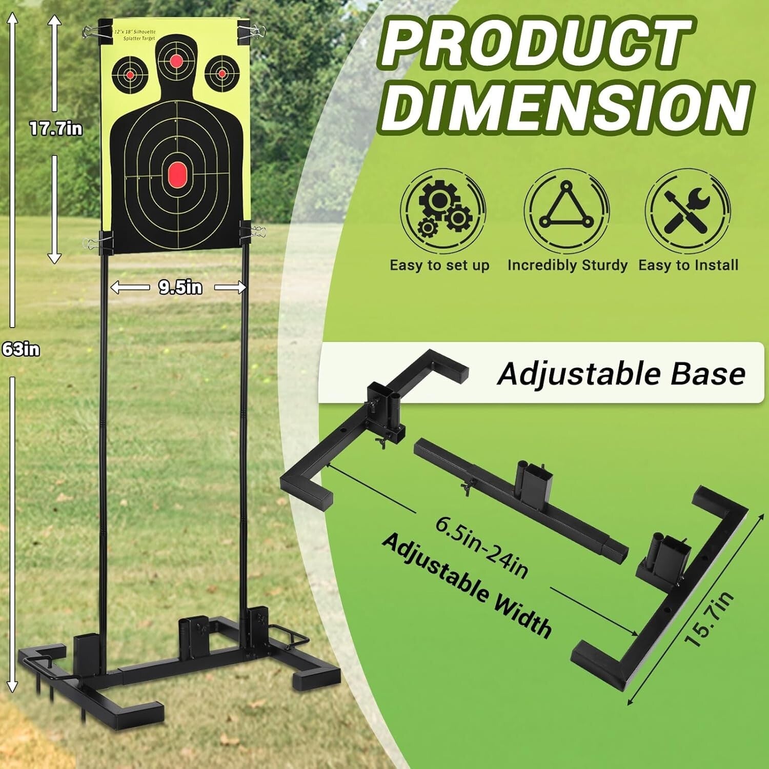 Shooting Target Stand with Adjustable Width, Two Mounting Options & 10 Targets