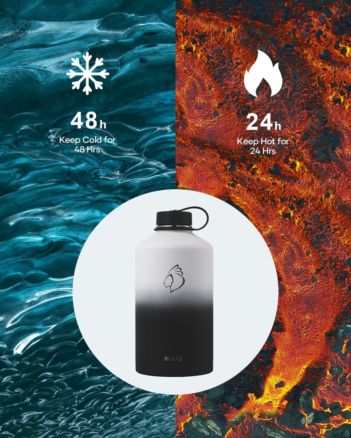 Travel-Friendly 1 Gallon Water Flask with Straw Lid - 48 Hour Cold Retention