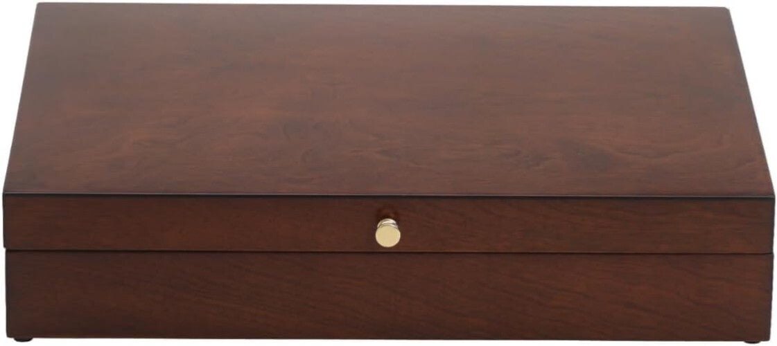 Slimline Mahogany Flatware Chest with Hinge - Ideal for Tarnish-Free Storage