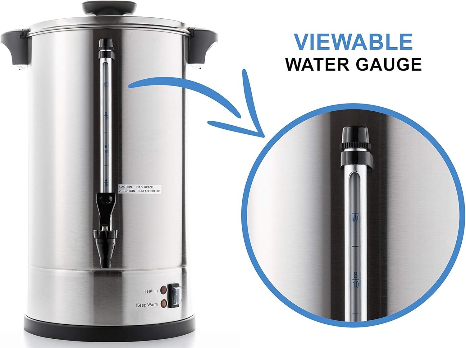 50-Cup Commercial-Grade Stainless Steel Percolator Coffee Maker - ETL Certified