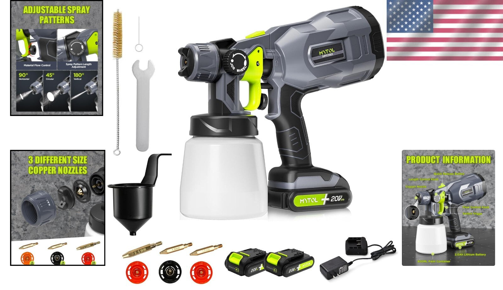 Versatile Cordless Paint Sprayer with 3 Patterns, Nozzles, and Cleaning Tools