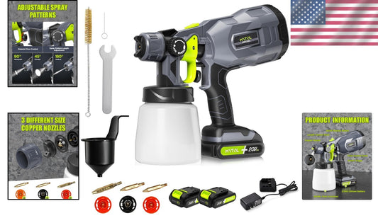 Versatile Cordless Paint Sprayer with 3 Patterns, Nozzles, and Cleaning Tools