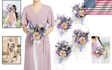 Load image into Gallery viewer, Lavender Artificial Flower Bridesmaid Bouquet Set of 4 - Elegant 7-Inch Design