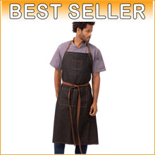 Load image into Gallery viewer, Stylish 100% Cotton Denim Chef Bib Apron with Utility Pockets - Unisex Fit