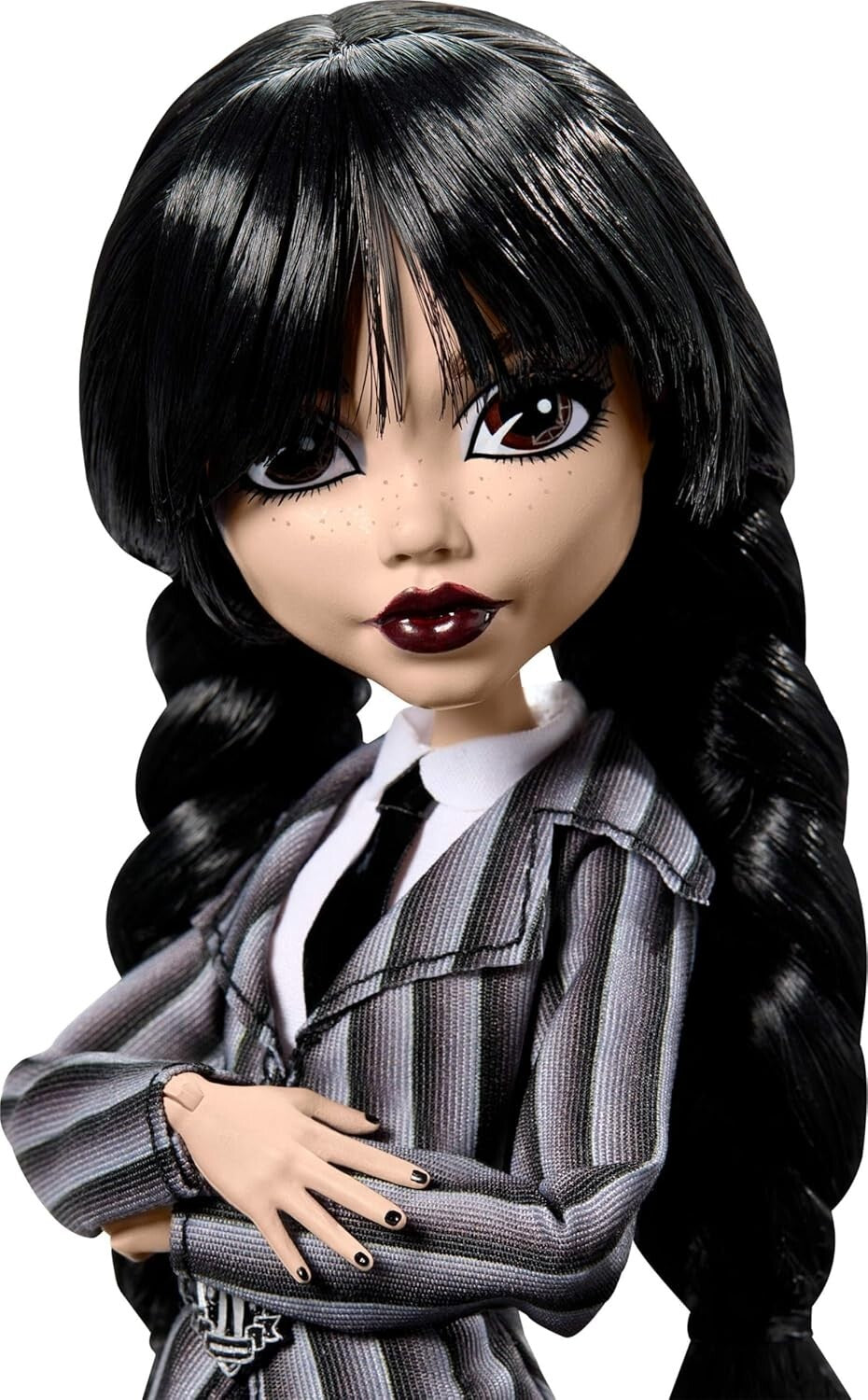 Dramatic Wednesday Addams Doll with Stand, Thing, & Unique Backpack Accents