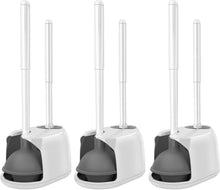 Load image into Gallery viewer, White Toilet Cleaning Set: 3-Piece Brush &amp; Plunger with Convenient Caddy