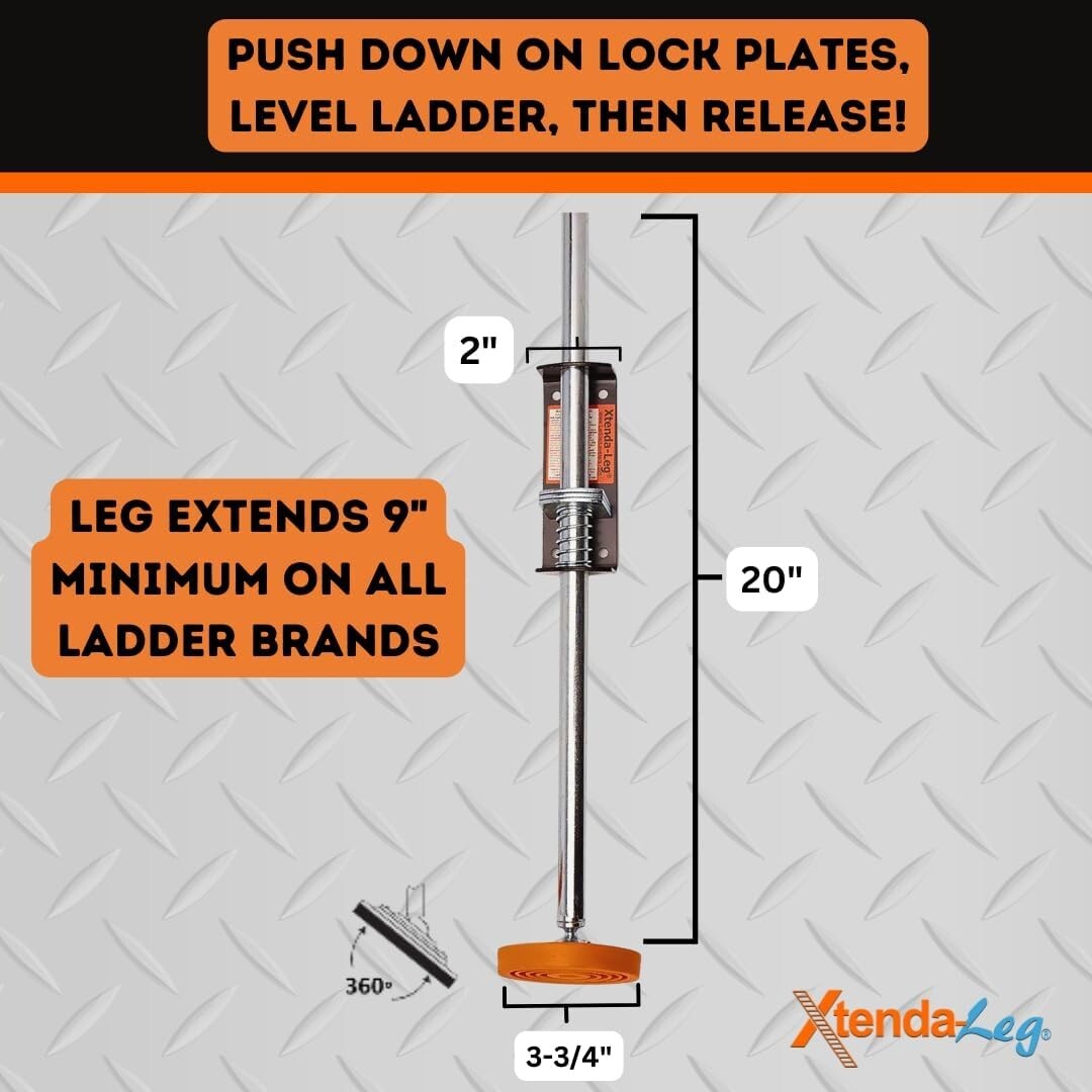 Easy Install Ladder Stabilizer with Rubber Feet - OSHA Approved Safety Accessory