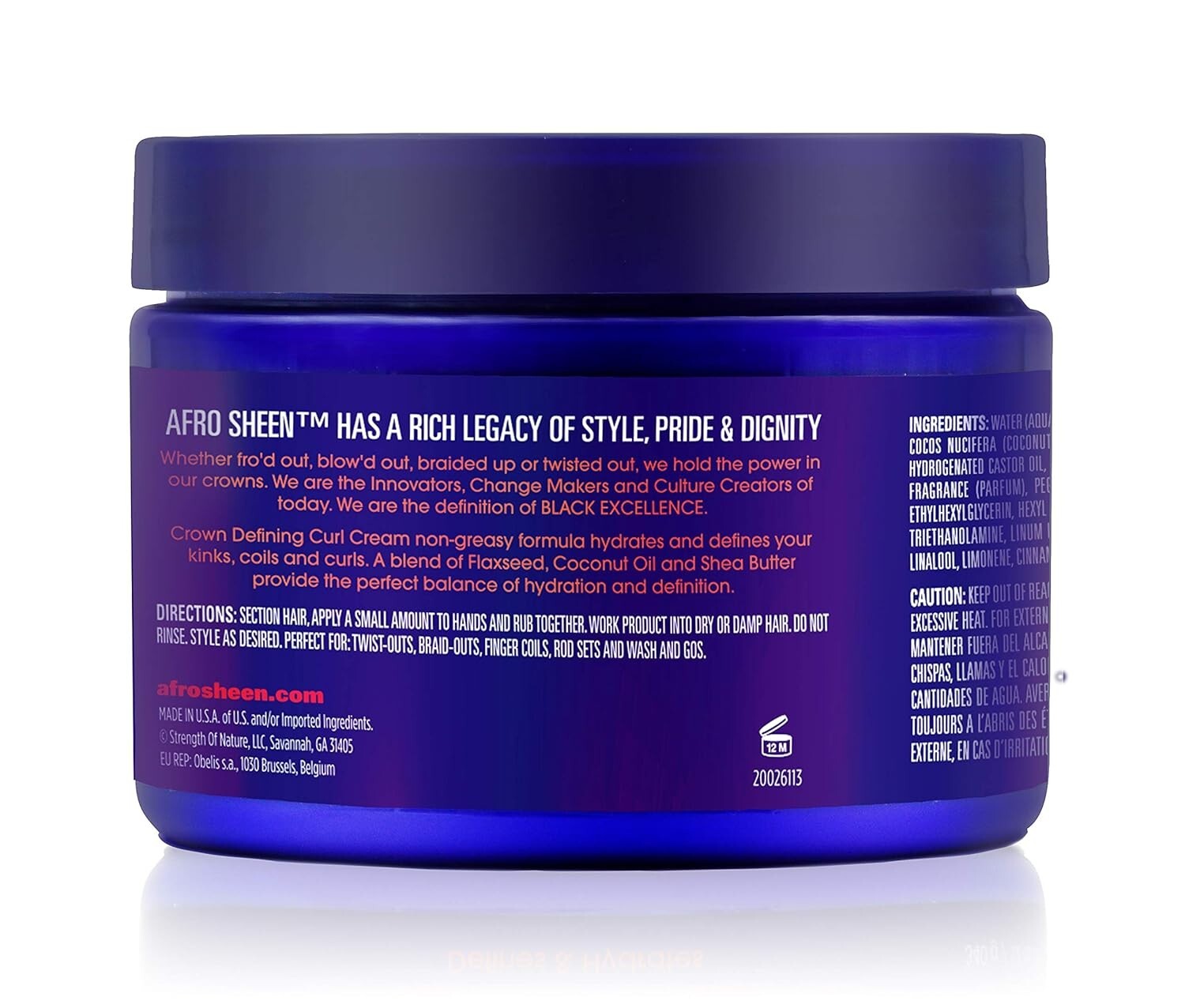 Hydrating Crown Curl Cream, 12 Oz - Shea Butter & Coconut Oil for Defined Curls