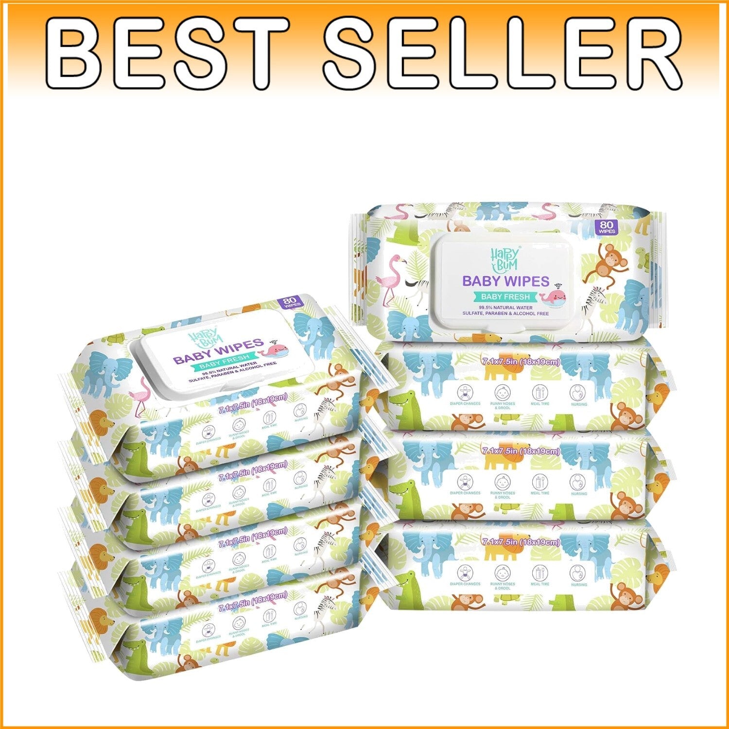 Gentle Unscented Baby Wipes - 640 Count in 8 Flip-Top Packs for Sensitive Skin