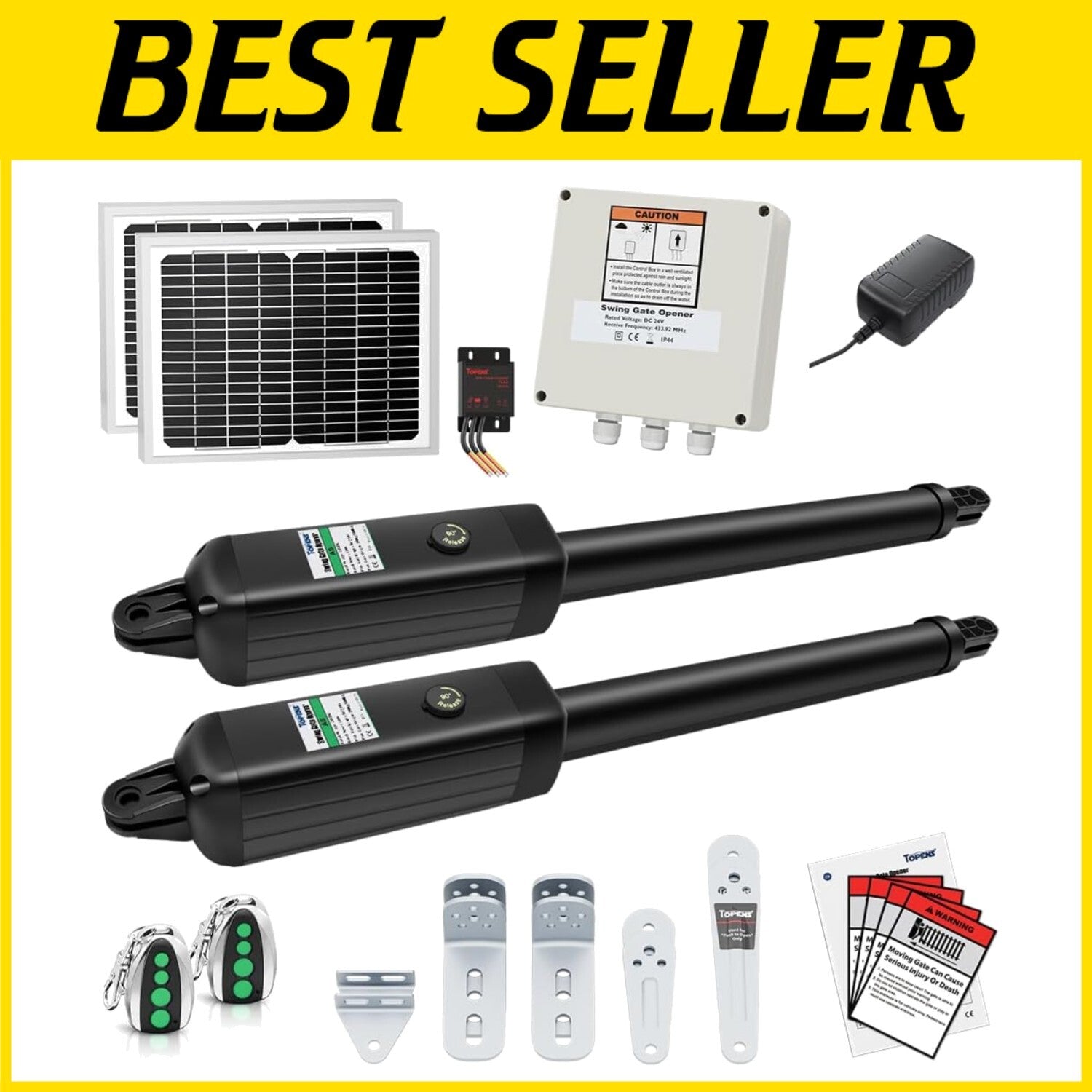 Dual Swing Gate Opener Kit with Solar Power - Easy Install & Strong Performance