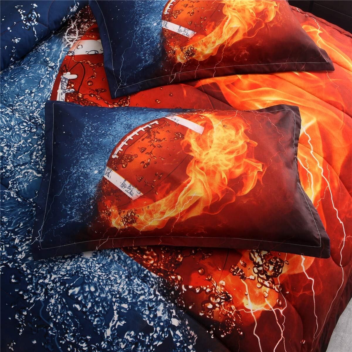 Full Size American Football Comforter Set with 3D Rugby Print - Fun for Teens