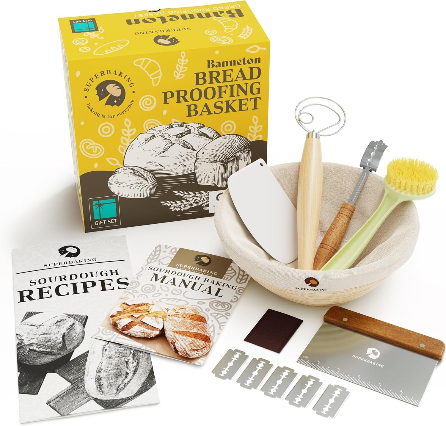 Artisan-Level 9' Round Banneton & Bread Baking Supplies Gift Set for All Skills