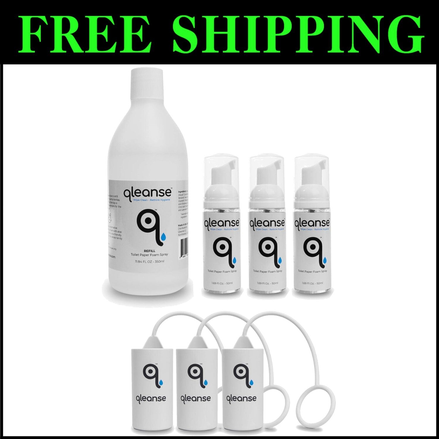 Biodegradable Toilet Cleaning Foam Spray Family Pack with Soothing Aloe Vera