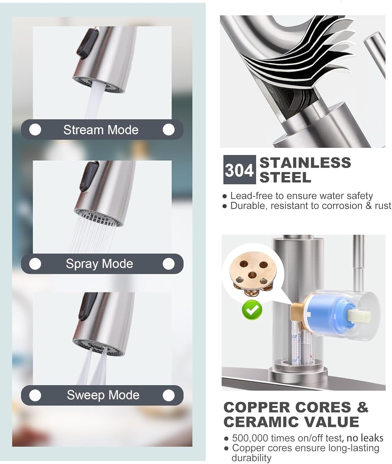 Contemporary 360-Degree Kitchen Faucet with Soap Dispenser for Efficient Cooking