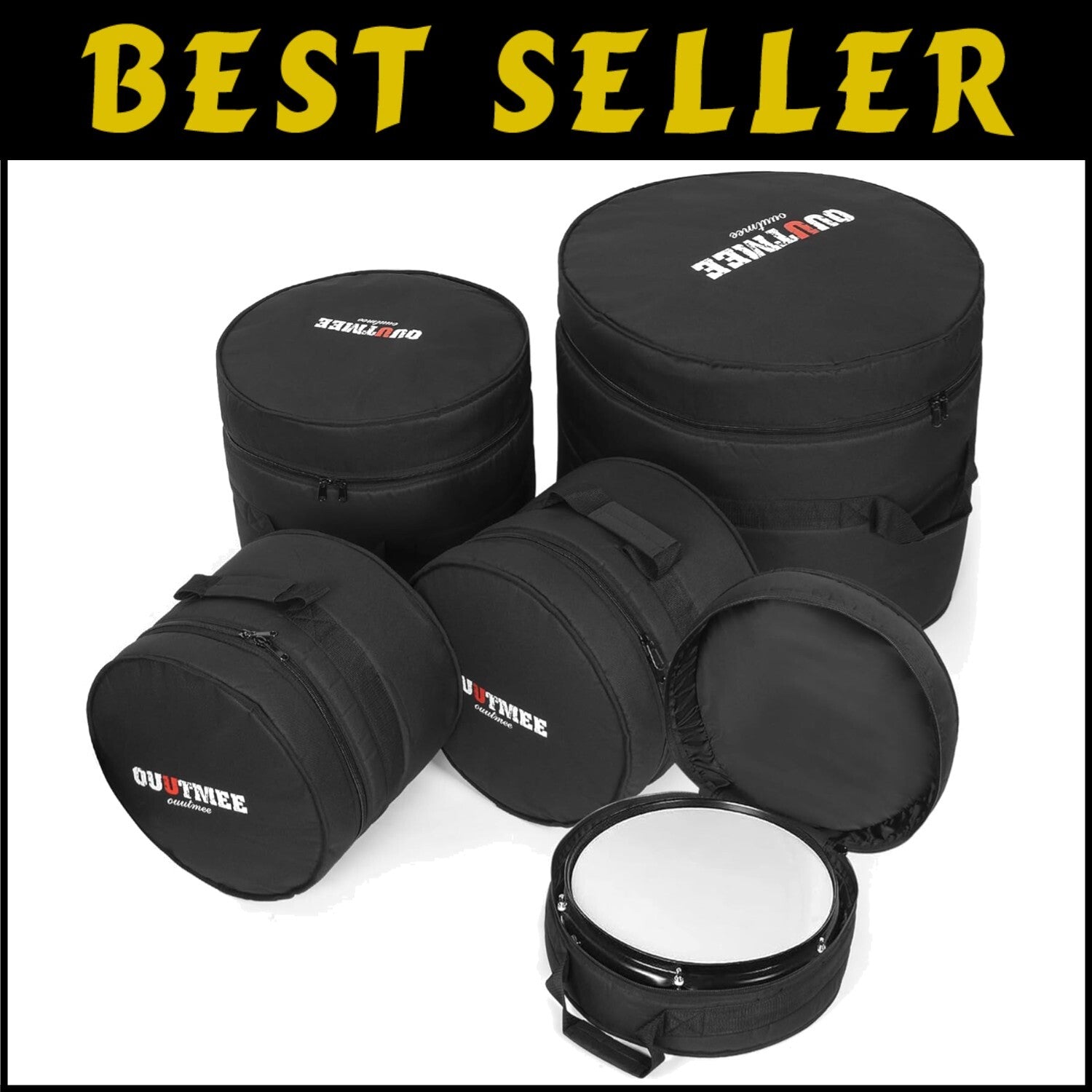 Durable 5-Piece Nylon Drum Bags with 10mm Padding - Perfect for Musicians