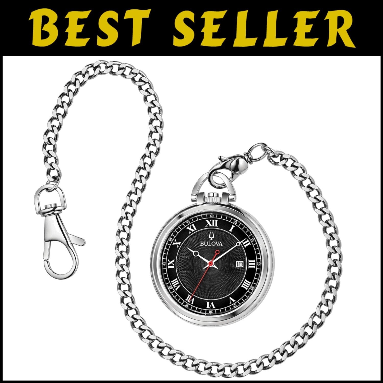 Timeless Pocket Watch - 3-Hand Quartz, Black Dial, Water-Resistant Design