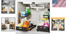 Load image into Gallery viewer, Premium Metal Pull-Out Under Sink Organizers - Height Adjustable, Black Finish