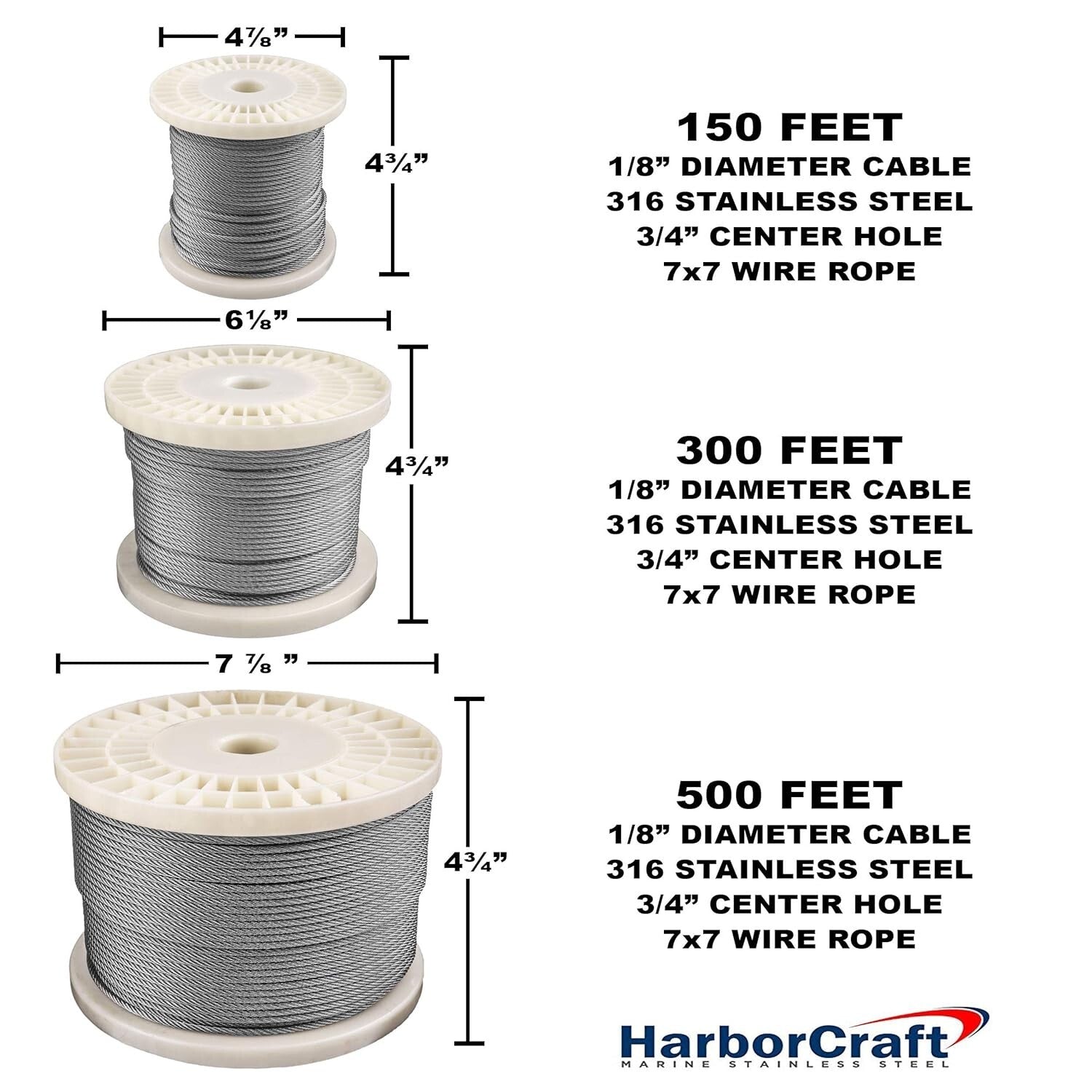 500ft 1/8" 316 Stainless Steel Wire Rope - Perfect for Deck Railing Systems