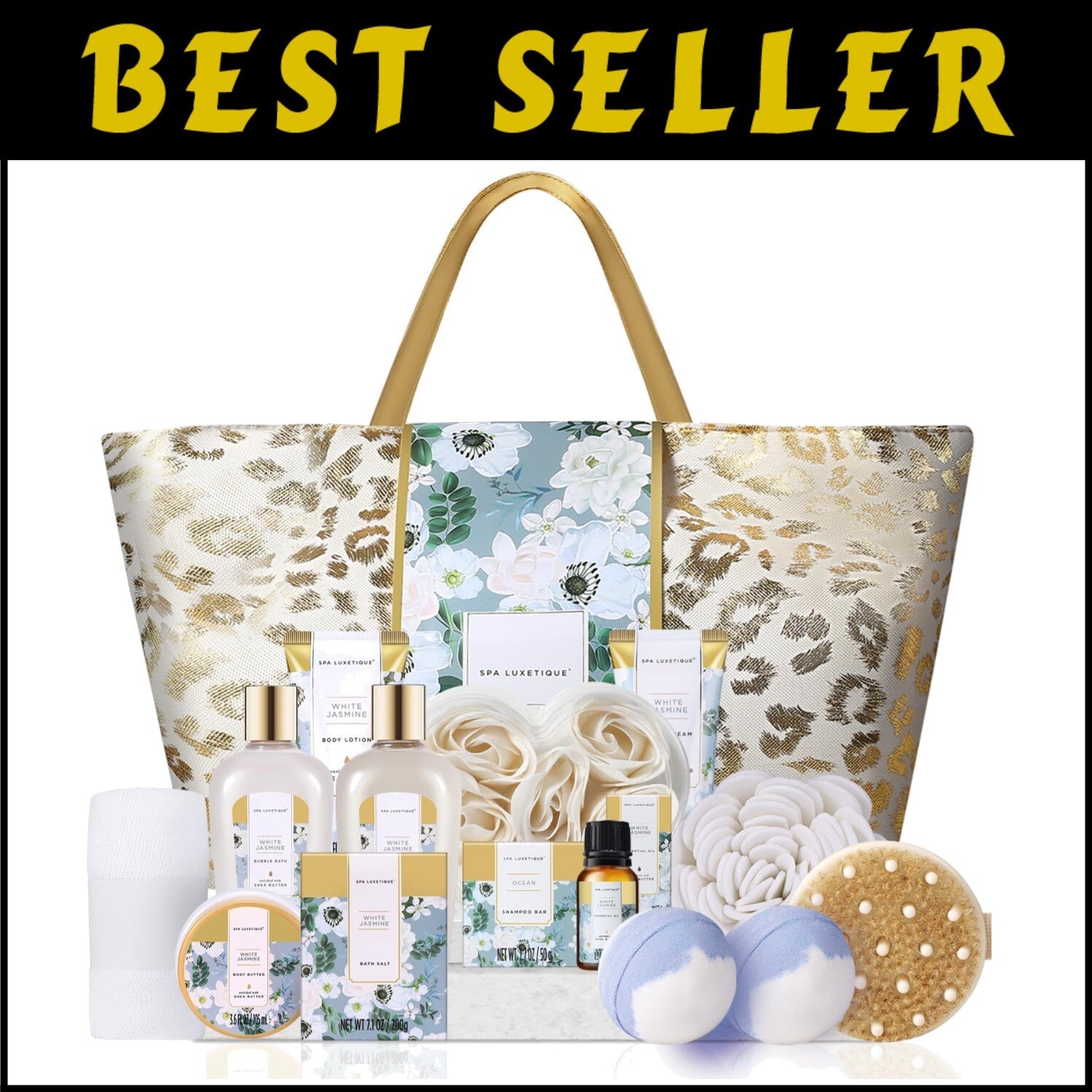 Nourishing Spa Gift Basket for Women - 15-Pc Bath Essentials in Elegant Tote