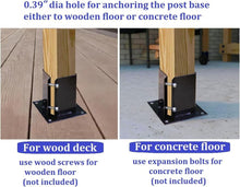 Load image into Gallery viewer, Durable Metal Deck Post Base for 5.5x5.5 Wooden Columns - Black Powder-Coated