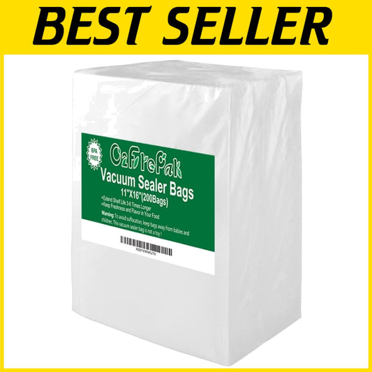 Economical 200 Pack of Heavy-Duty 11" x 16" Vacuum Bags with Long Shelf Life