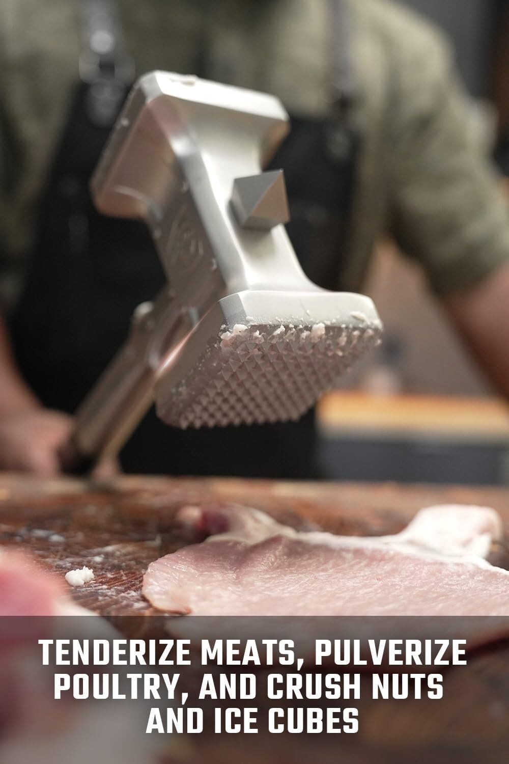 Extra-Large Meat Tenderizer with Dual-Sided Functionality - High-Carbon Steel