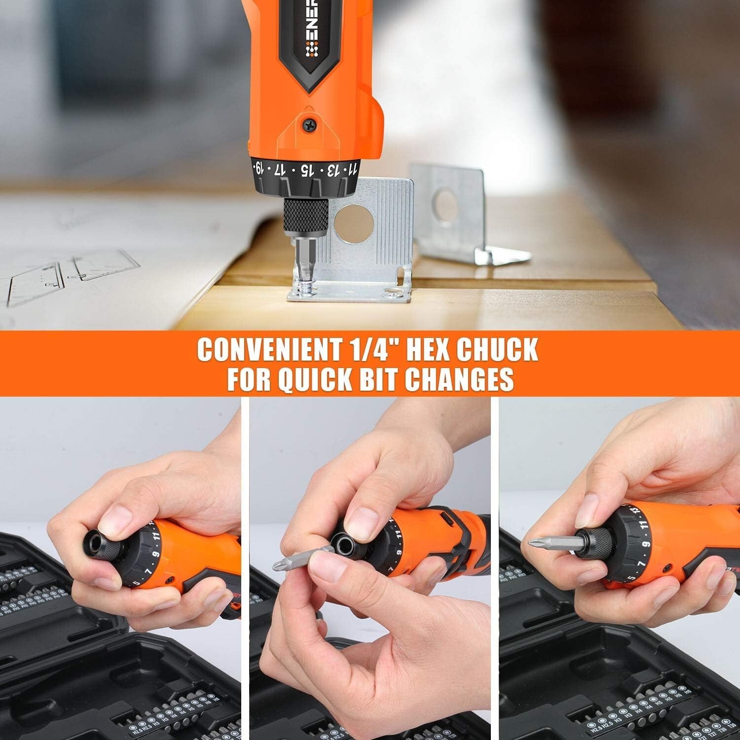 8V Cordless Electric Screwdriver Set - 82pcs with Fast Charger & Carry Case