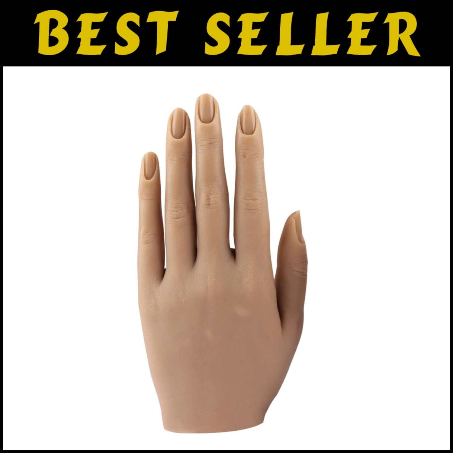 Light Brown Silicone Mannequin Hand - Life-Size Nail Art Display & Practice