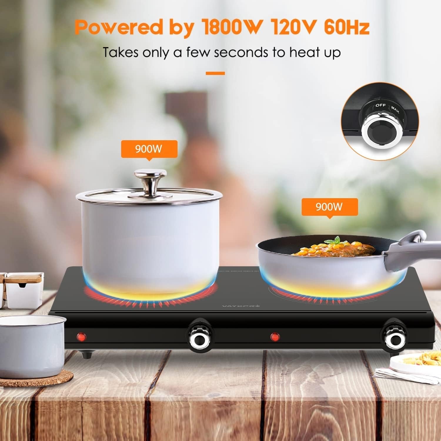 Efficient 2-Burner Portable Electric Cooktop - Safe & Versatile Cooking