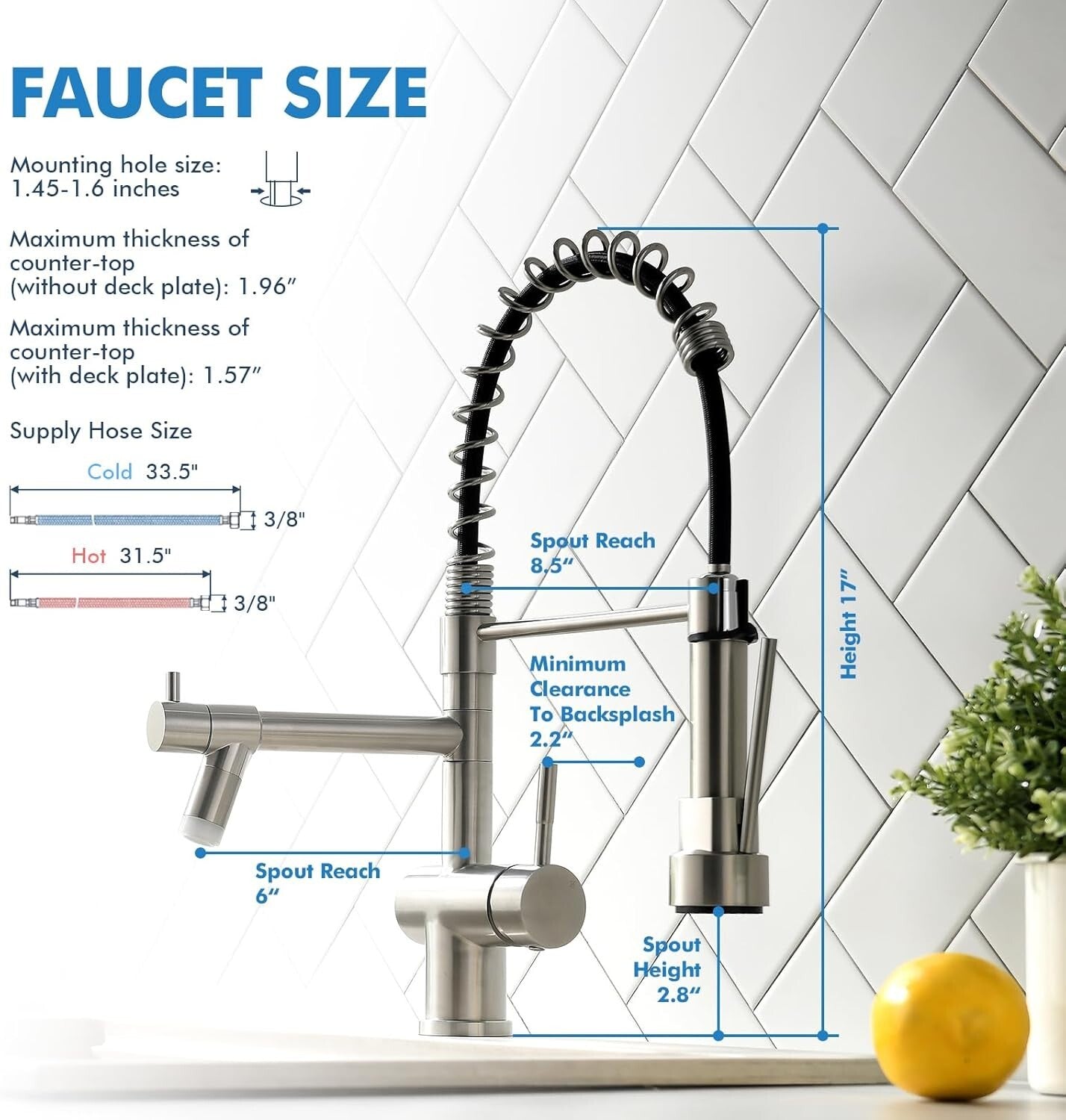 Durable Stainless Steel Kitchen Faucet with Dual Spouts & LED Temp Indicator