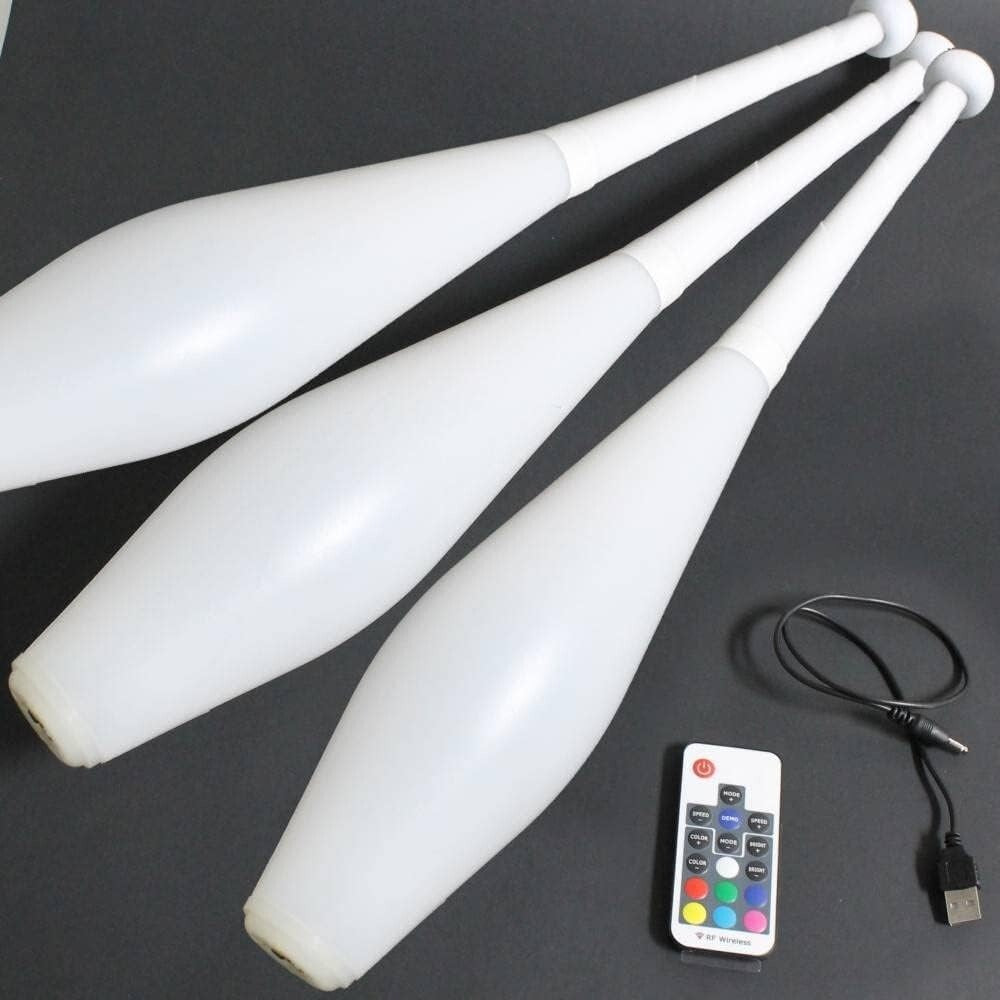 Fully Customizable LED Juggling Clubs - Remote-Controlled Color Modes Included