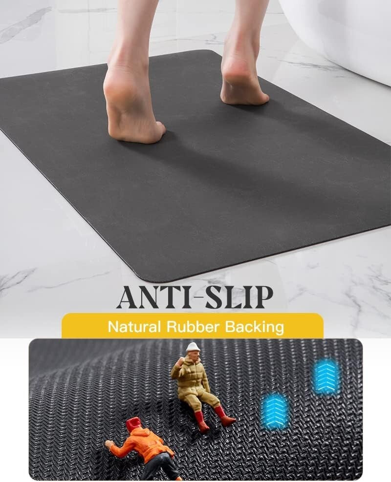 Elegant 2-Piece Dark Grey Bath Mat Set - Durable & Easy-Clean Floor Rugs