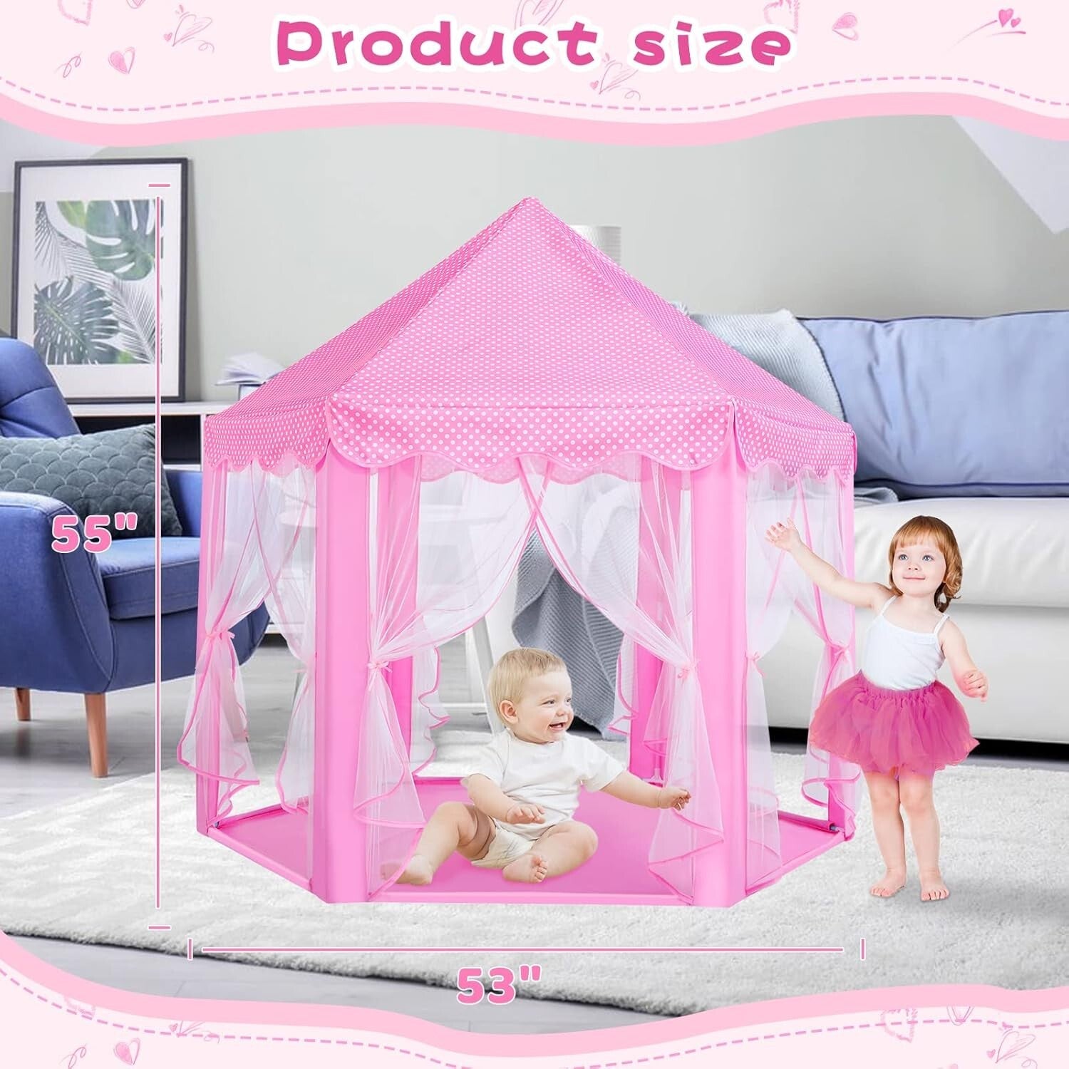 Enchanting Princess Play Tent with Star Lights - Magical Castle for Kids