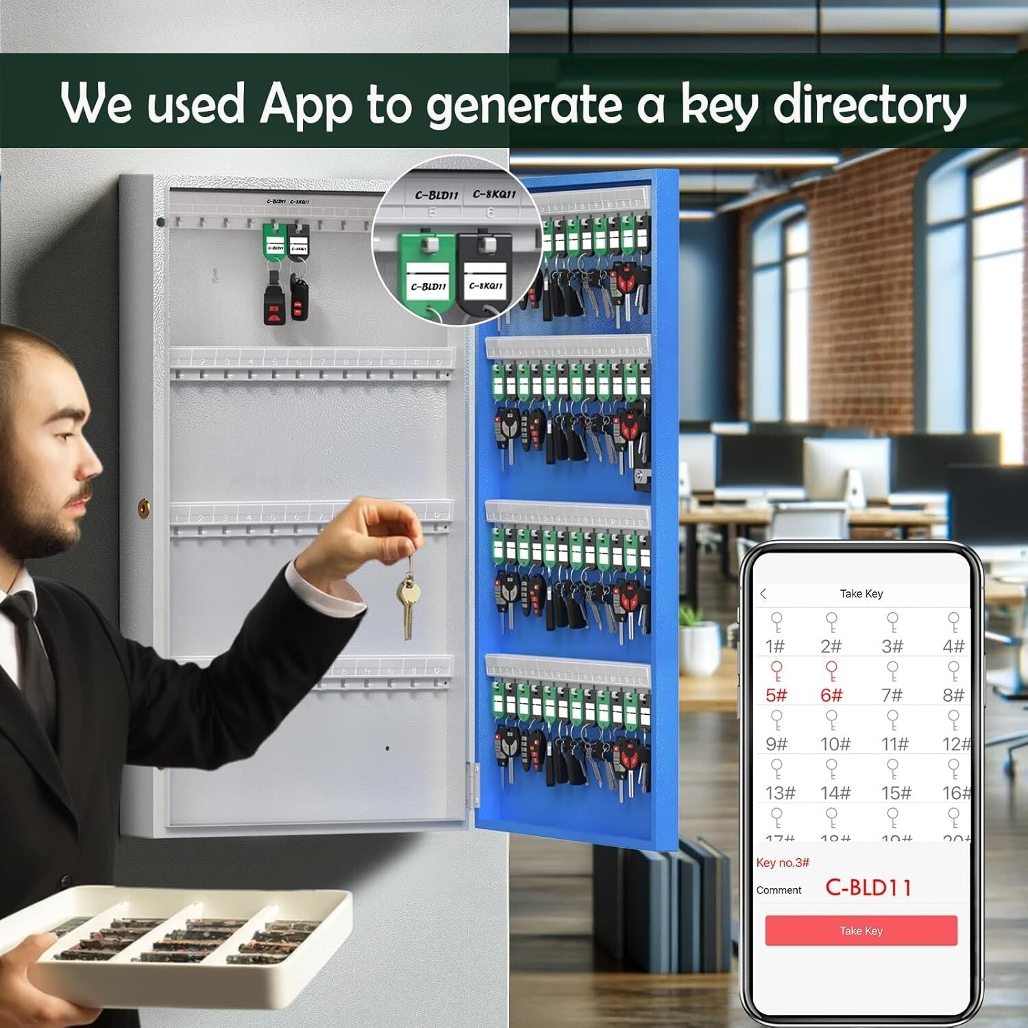 Durable 96-Key Lock Box with Multiple Unlock Options - Ideal for Homes & Offices