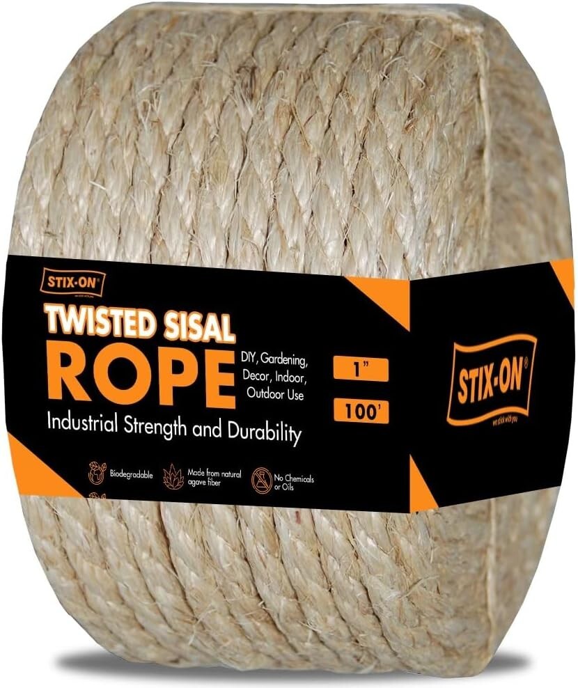 Multipurpose Twisted Sisal Rope 100 ft - Ideal for DIY, Crafts & Cats