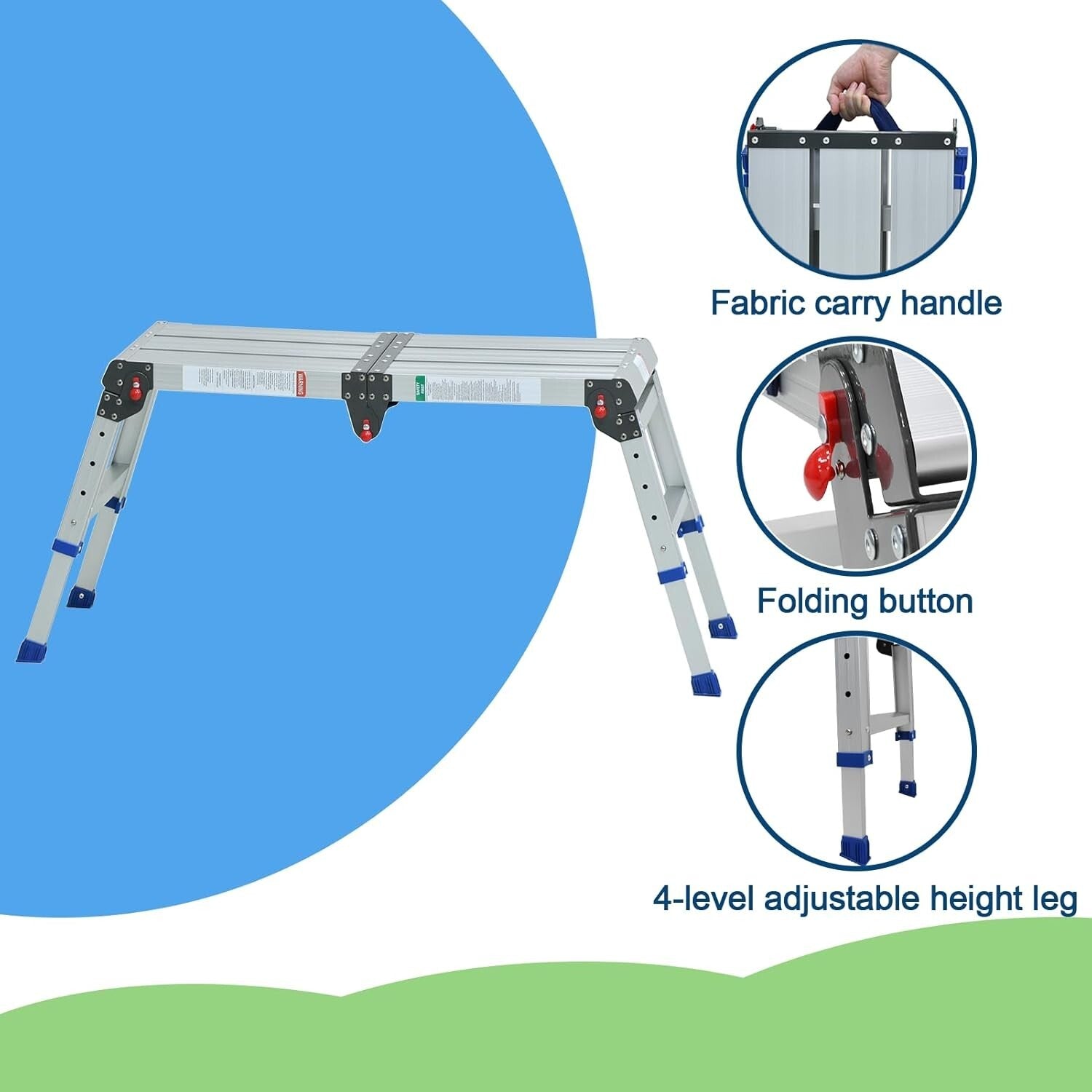 Versatile Folding Step Stool - Aluminum, 600 lbs Capacity, Tool-Free Assembly